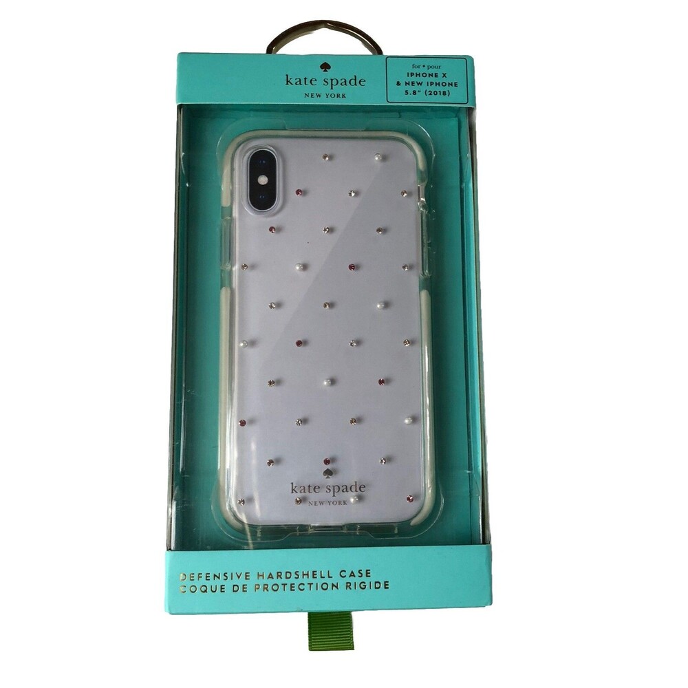 Kate Spade Defensive Hardshell Clear With Gems Case for iPhone XS and X  New